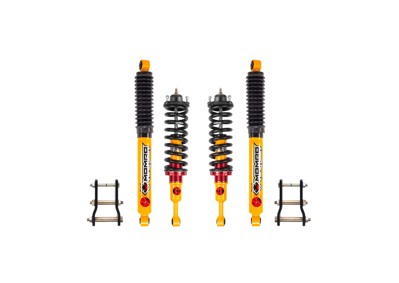 Suspensión Mamba Racing color amarillo, con 8 niveles de ajuste con 2” de levante + Rótula extendida para POER AT y MT